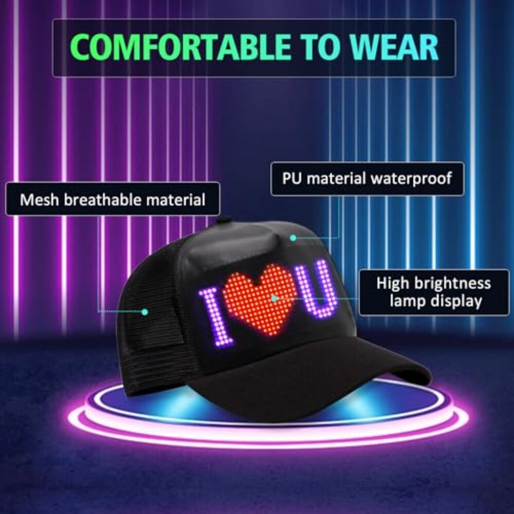 LED Baseball Cap Bluetooth Control Programmable T… - image 7